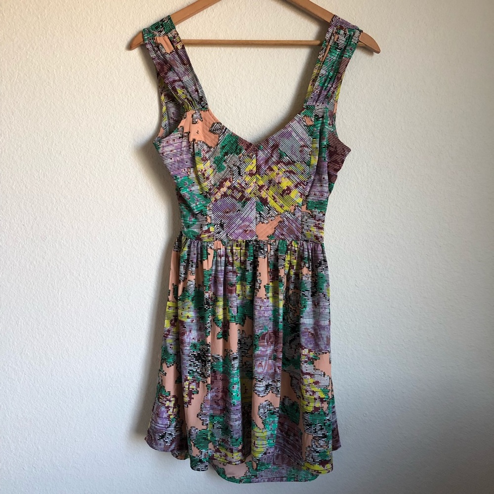 Bar III patterned open tie back dress